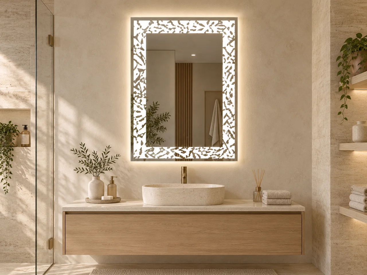 LED mirror 2029 — Foliage-pattern border