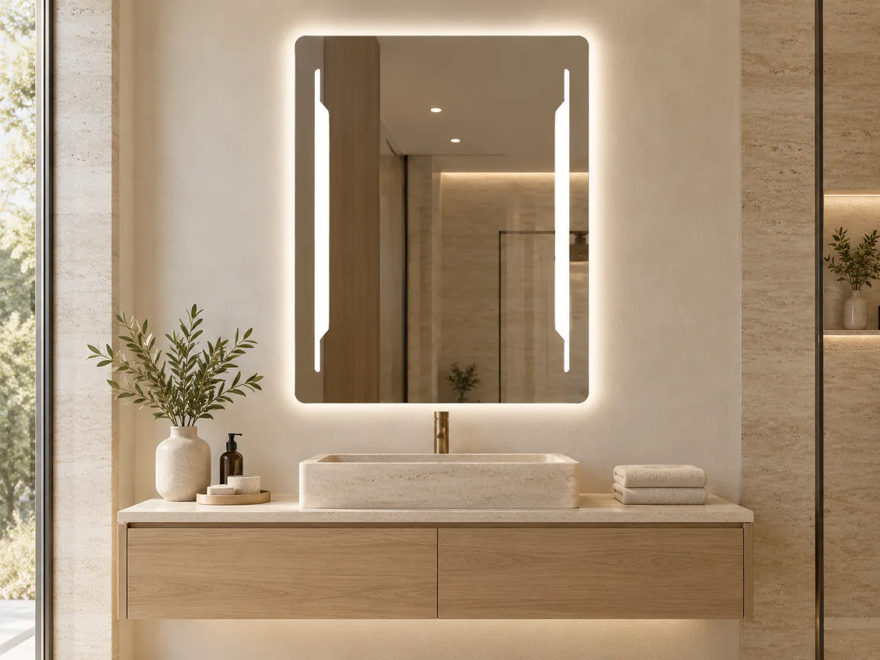 LED mirror 2035 — Vertical light accents