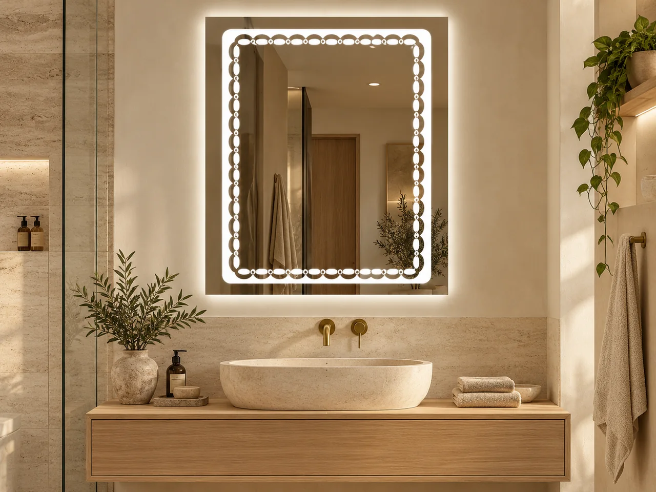 LED mirror 2133 — Beaded rectangular border