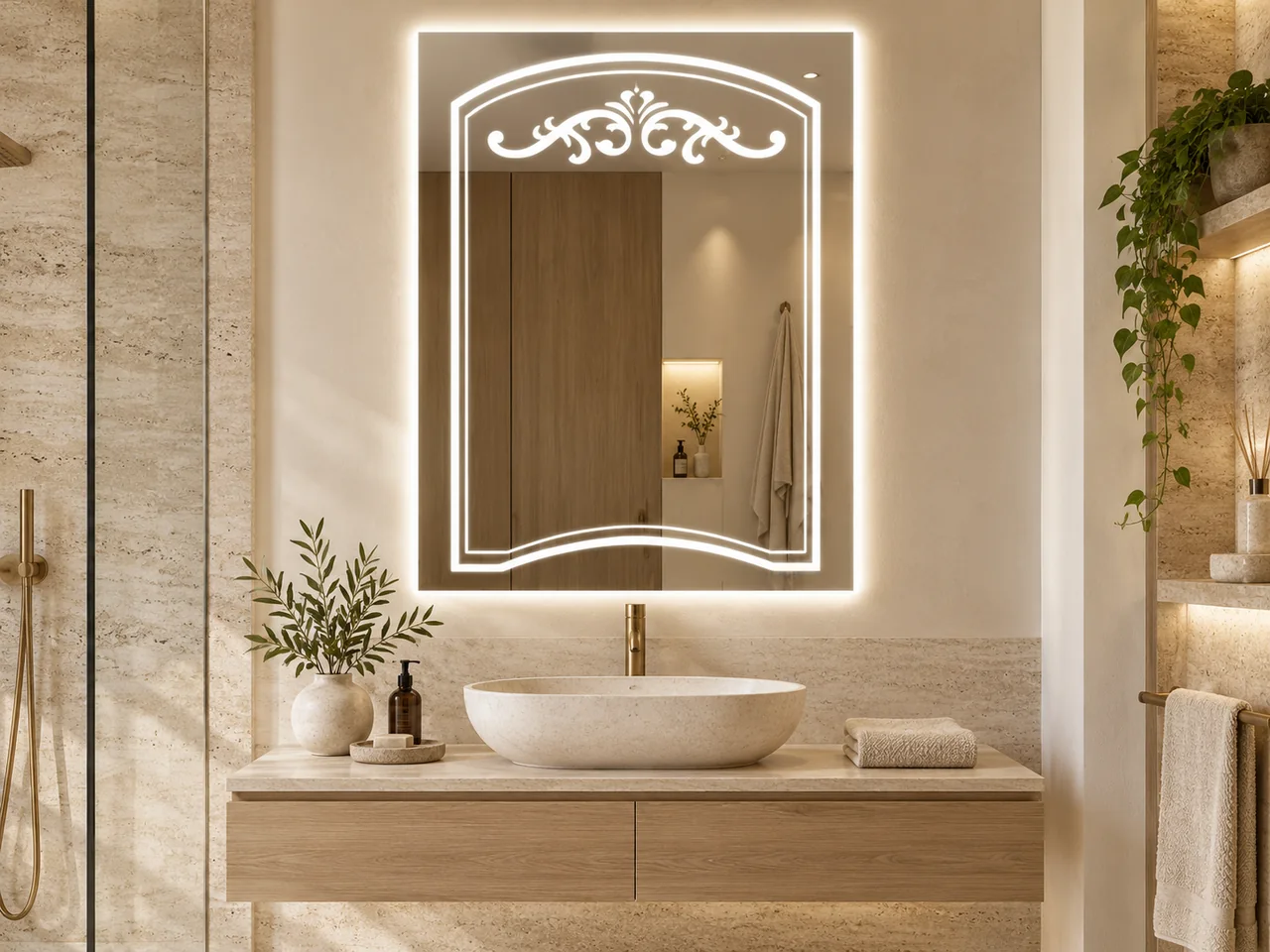 LED mirror 2167 — Arched ornamental outline