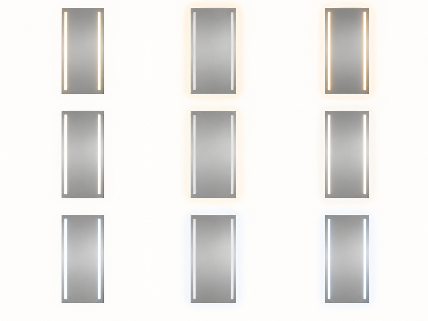 TwinBeam Twin vertical front-light strips, neutral white illustrative lighting reference