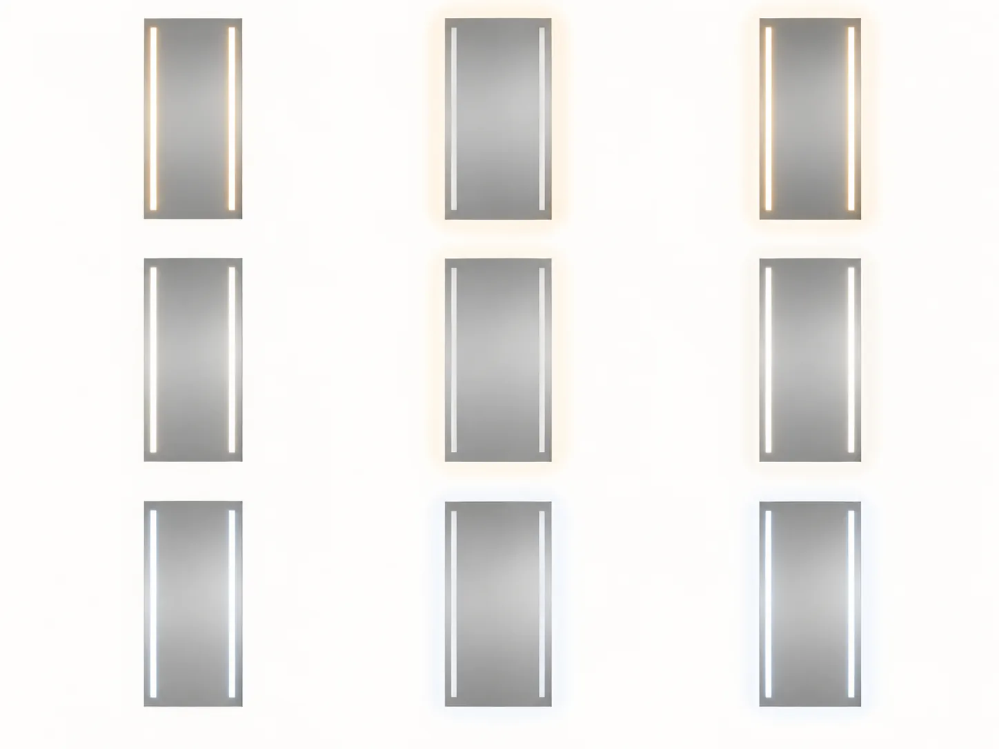 TwinBeam Twin vertical front-light strips, neutral white illustrative lighting reference