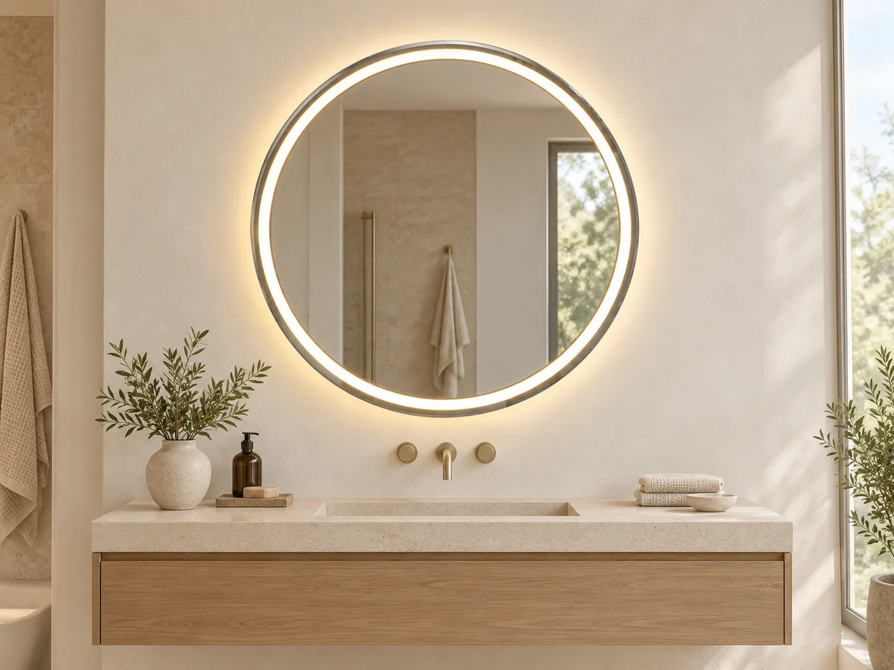 Round illuminated mirror